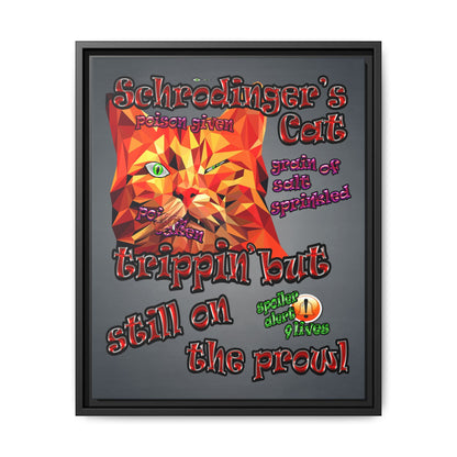 schrodinger's cat - framed canvas art (grey-light grey)