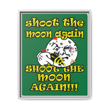 shoot the moon again - framed canvas art (dark green)