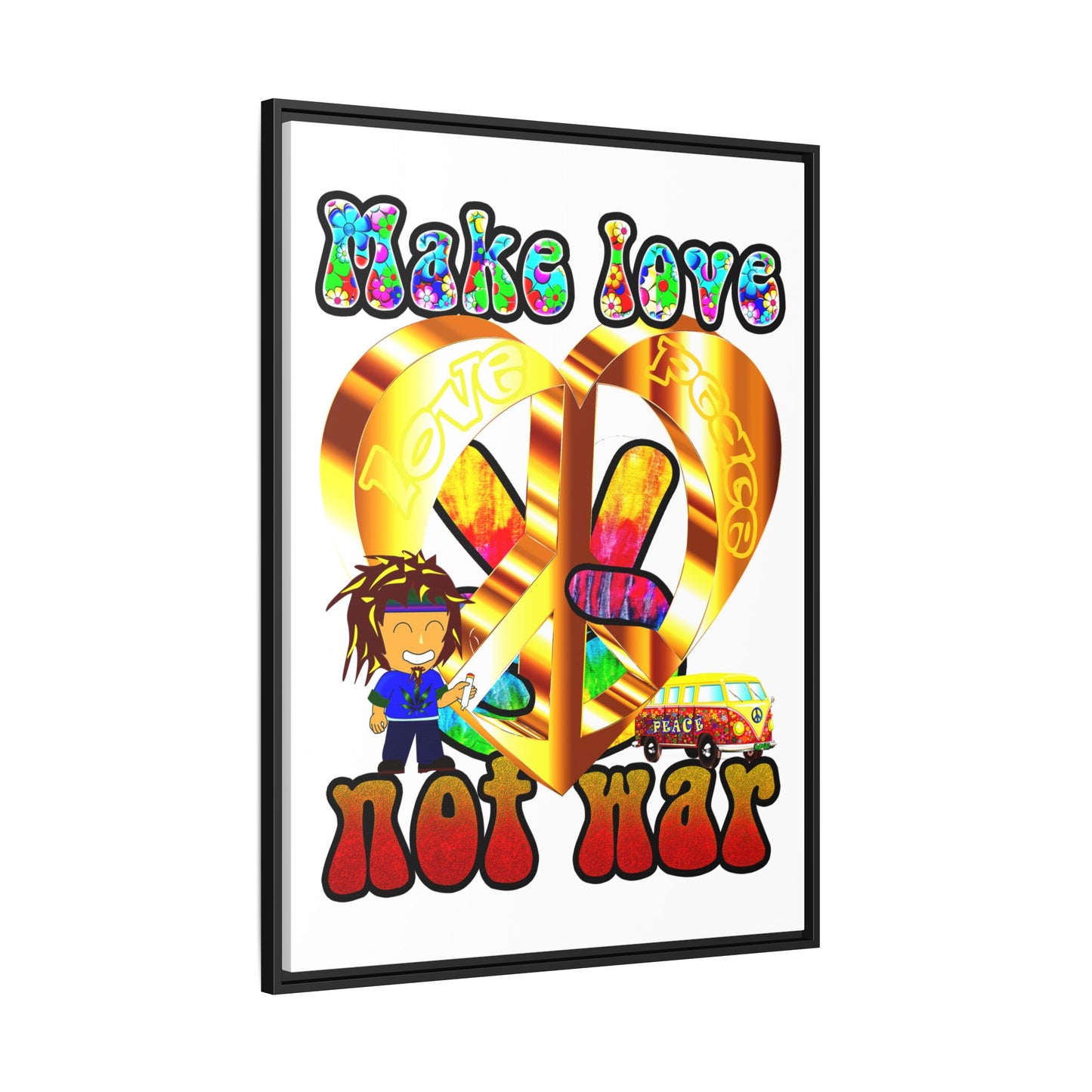 love peace - framed canvas art (white)