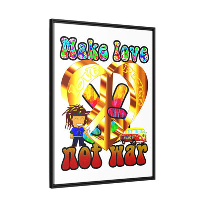 love peace - framed canvas art (white)