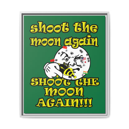 shoot the moon again - framed canvas art (dark green)