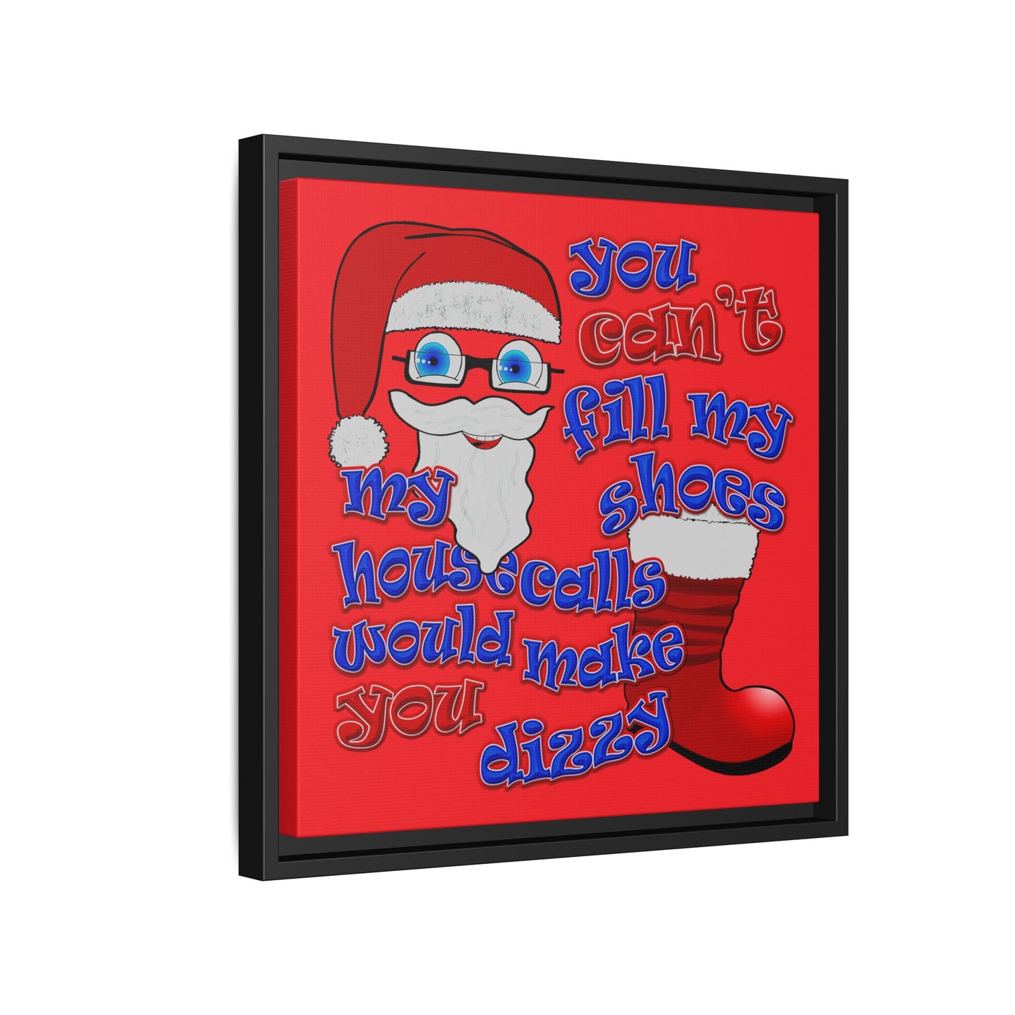 santa's shoes - framed canvas art (red)