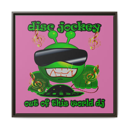 disc jockey - framed canvas art (light pink)