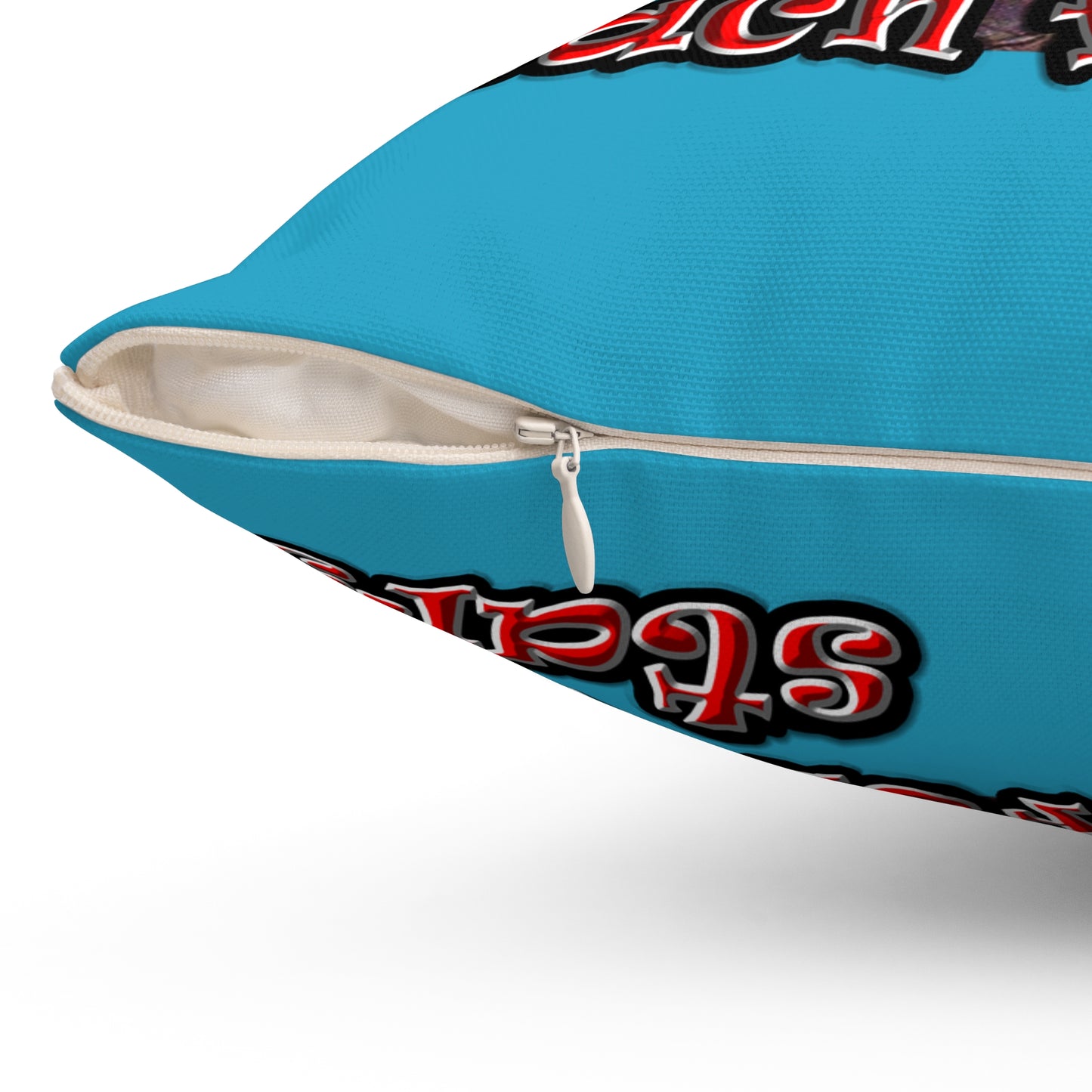 defy conquer reach - Spun Polyester Square Pillow - (turquoise)