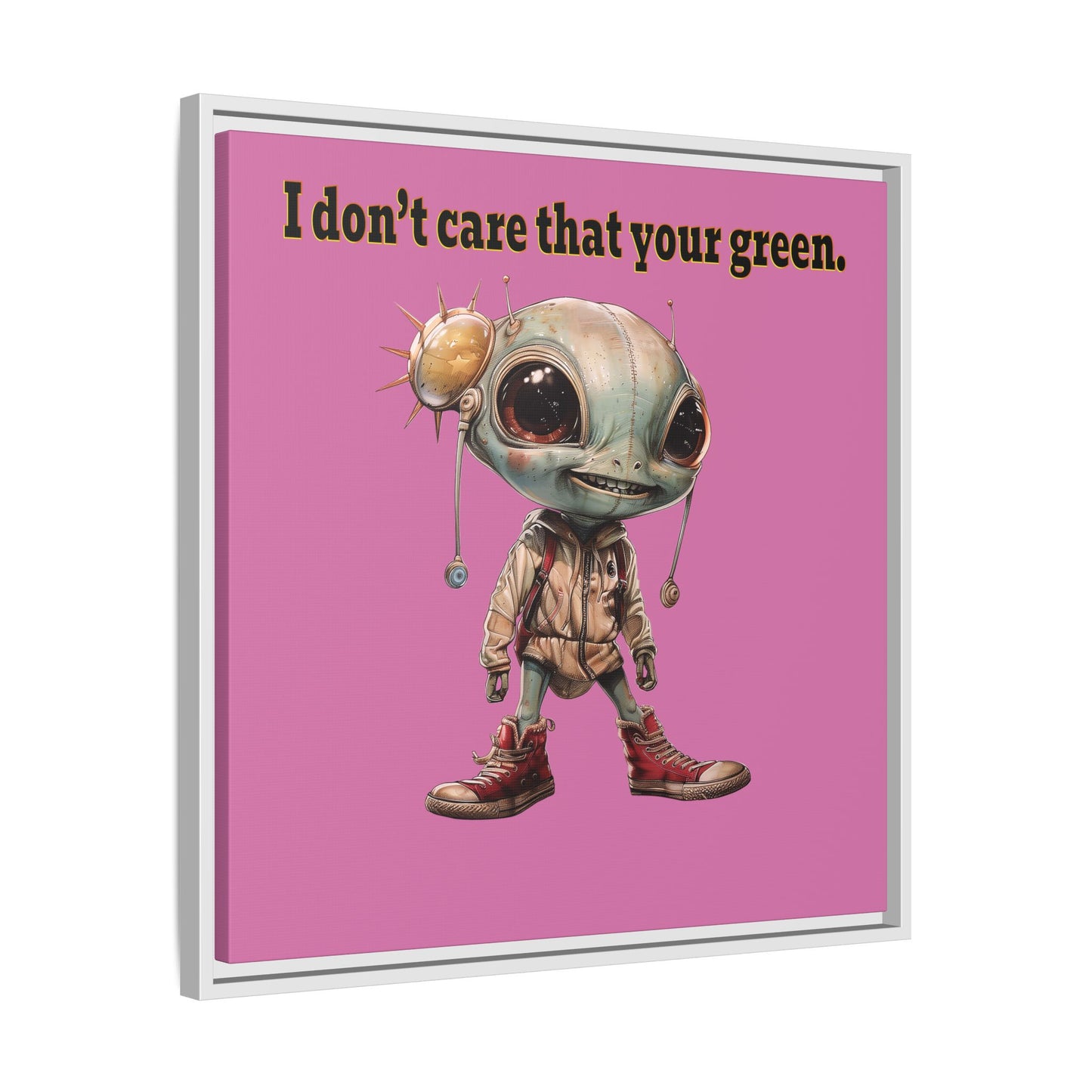 I don't care that your green - framed canvas art (light pink)