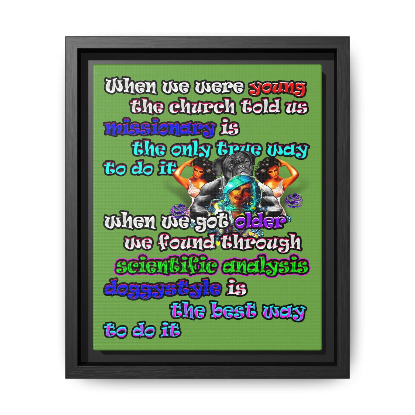 doggystyle - framed canvas art (green)