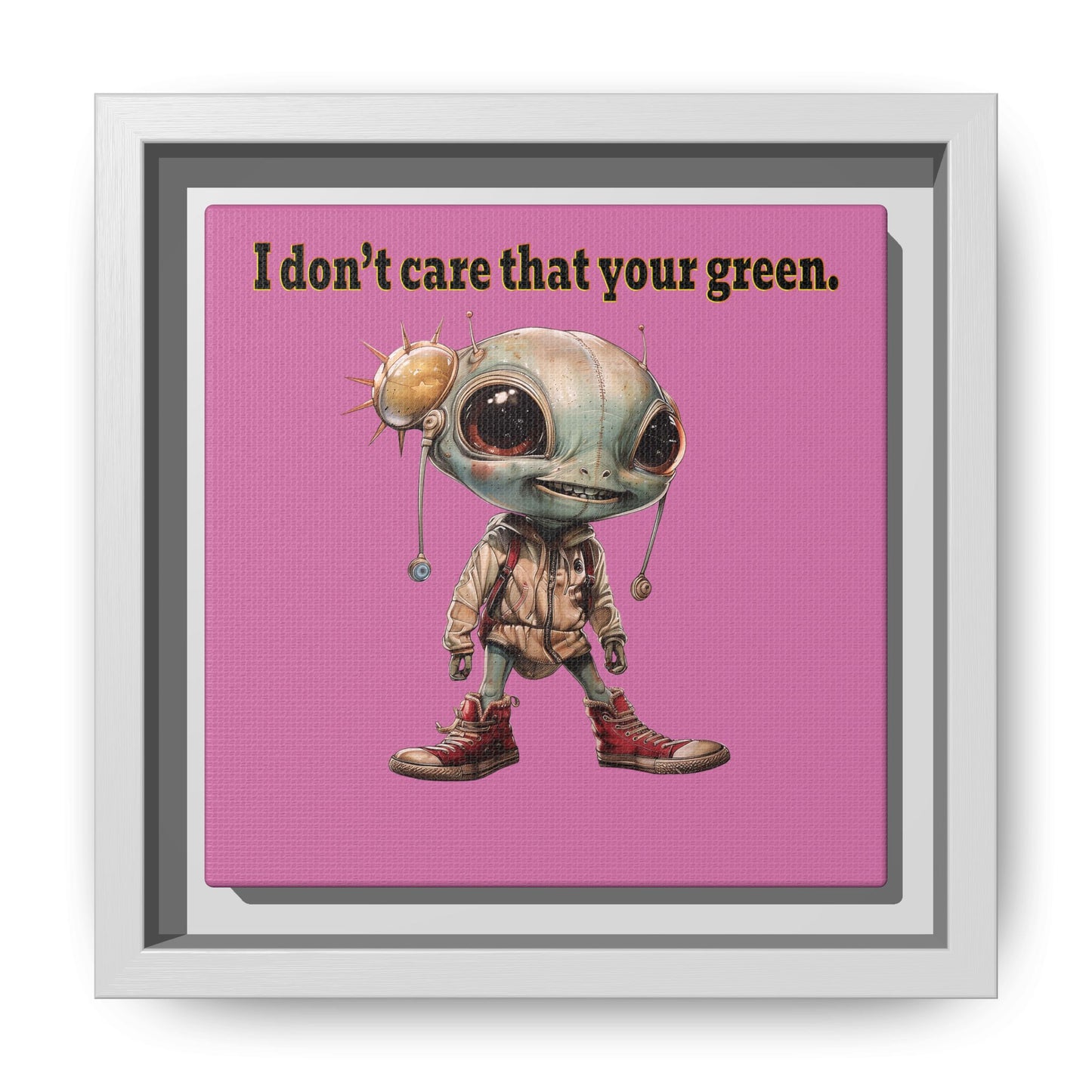 I don't care that your green - framed canvas art (light pink)