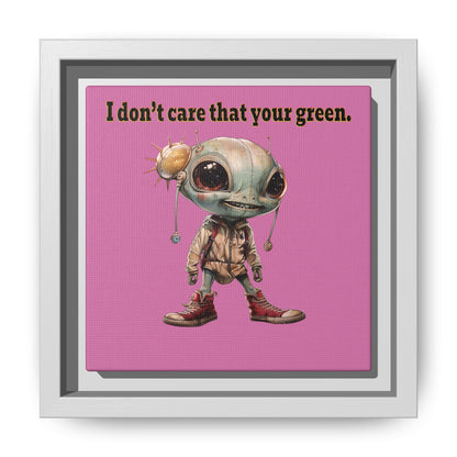 I don't care that your green - framed canvas art (light pink)