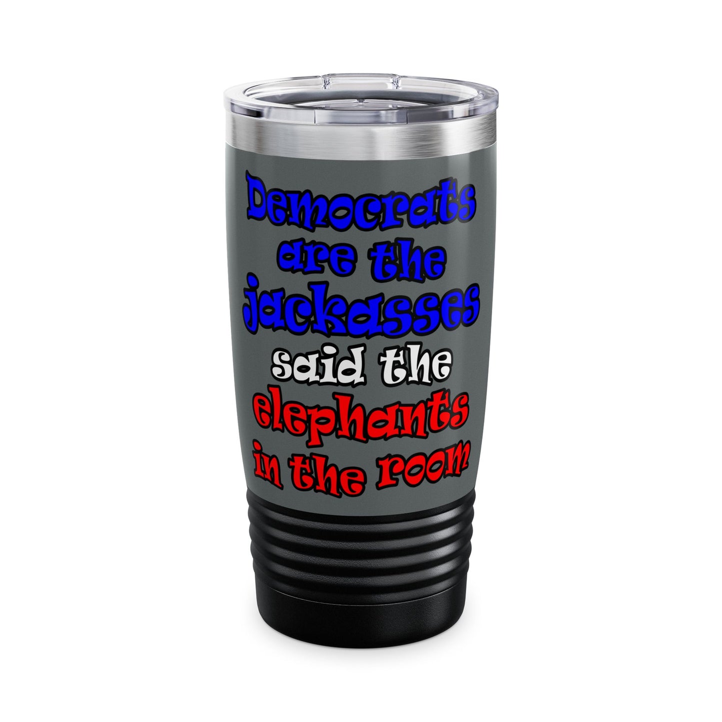 donkeys and elephants - Ringneck Tumbler, 20oz (dark grey)