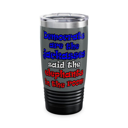 donkeys and elephants - Ringneck Tumbler, 20oz (dark grey)