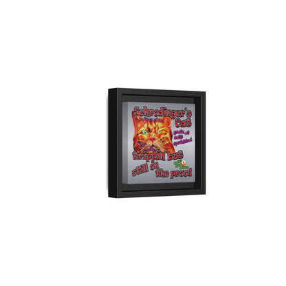 schrodinger's cat - framed canvas art (brushed nickel)