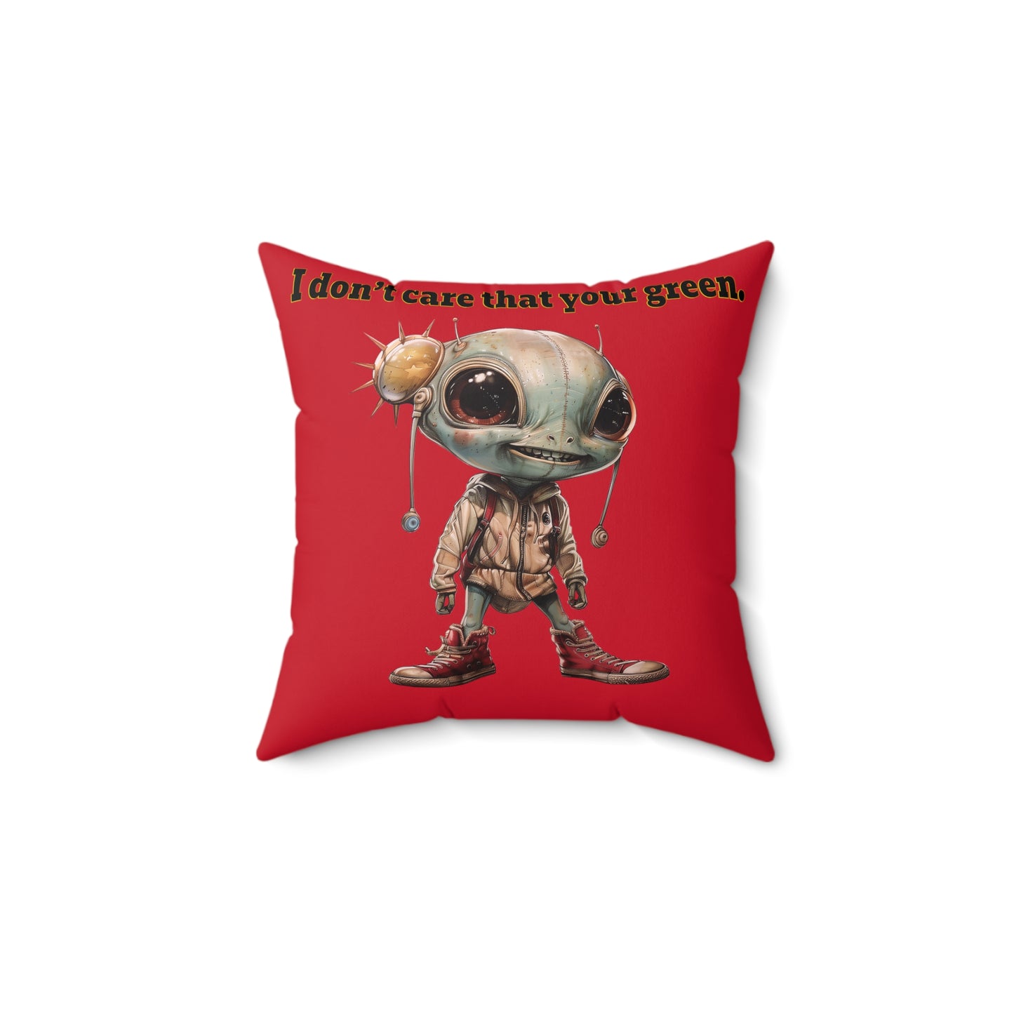I don't care that your grey - Spun Polyester Square Pillow - (dark red)