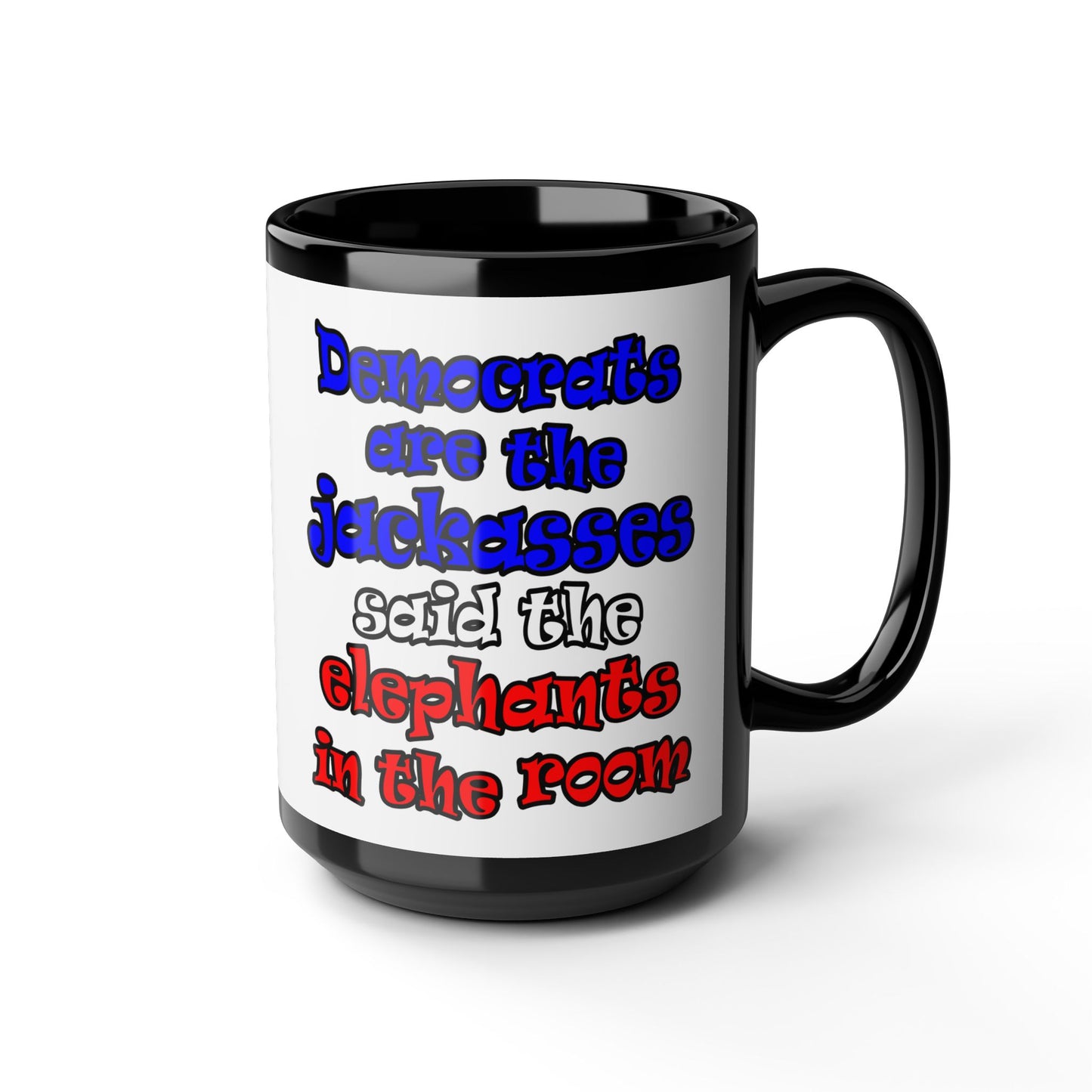 donkeys and elephants - Black Mug (white)
