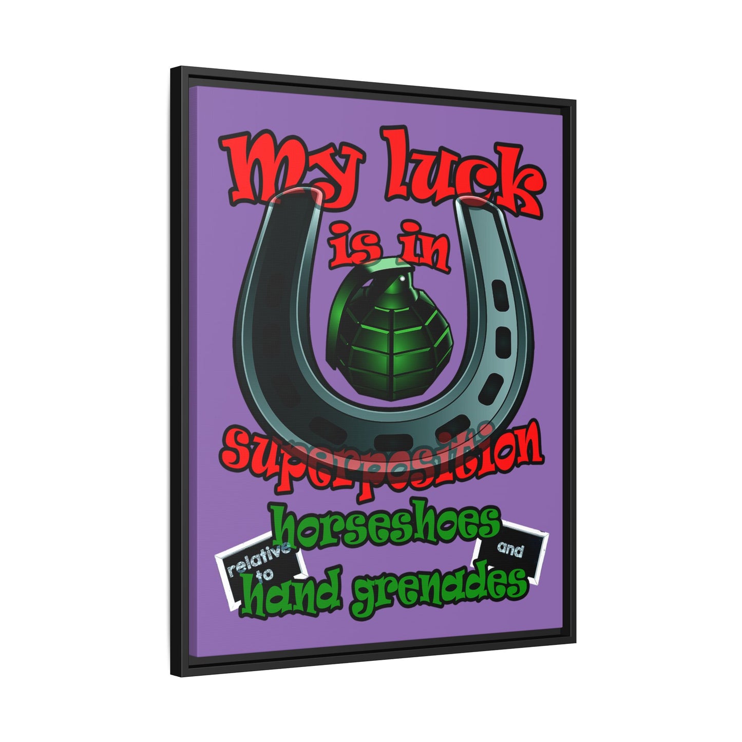 my luck - framed canvas art (light purple)
