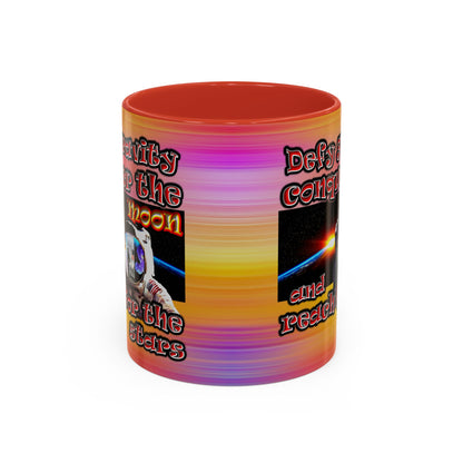 defy conquer reach - Accent Mug (color blur)
