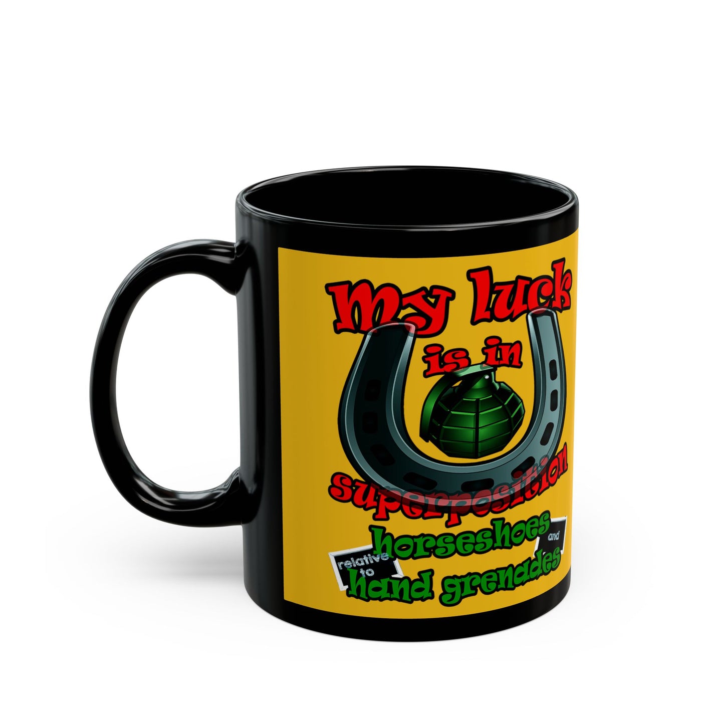 my luck - Black Mug (yellow)