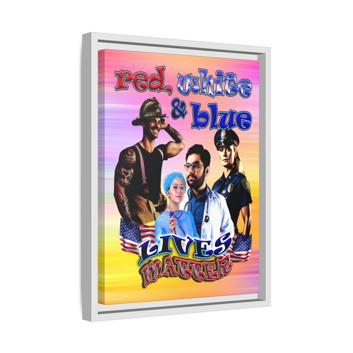 rw&b lives matter - framed canvas art (color blur)