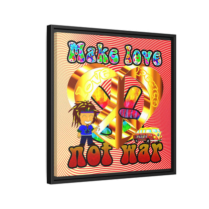 love peace - framed canvas art (yellow-orange wave)