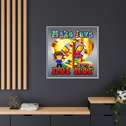 love peace - framed canvas art (brushed nickel)