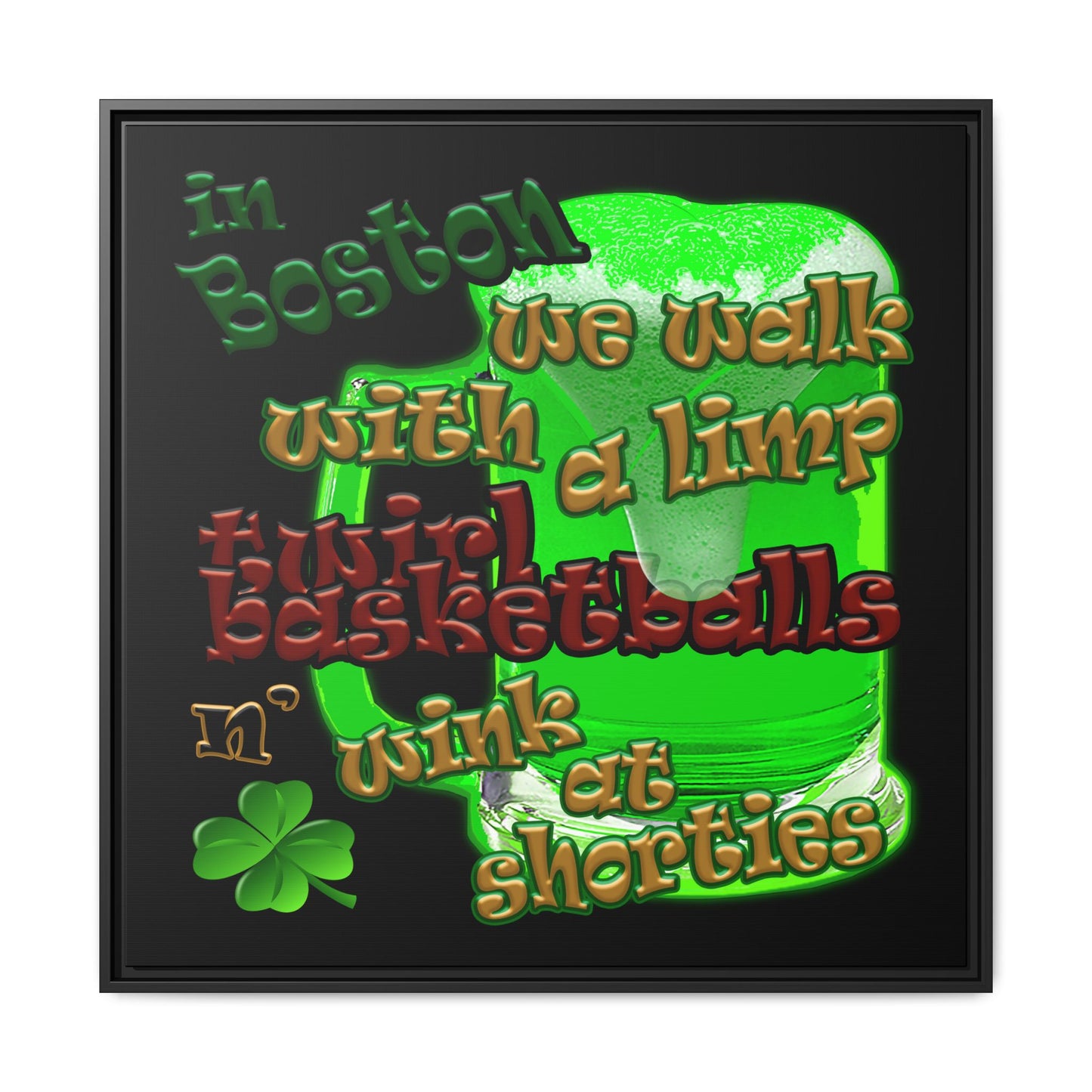 celtics logo - framed canvas art (black)