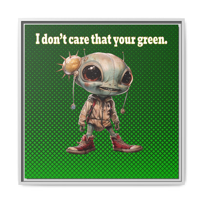 I don't care that your green - framed canvas art (logo green)
