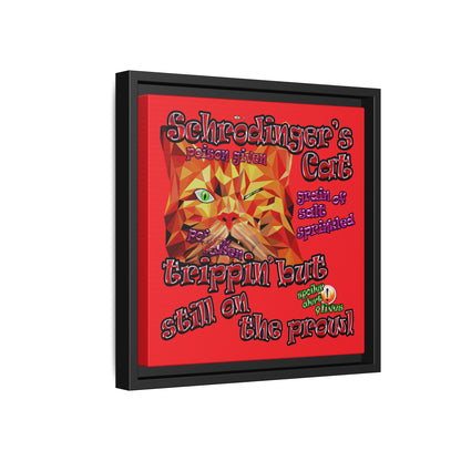 schrodinger's cat - framed canvas art (red)