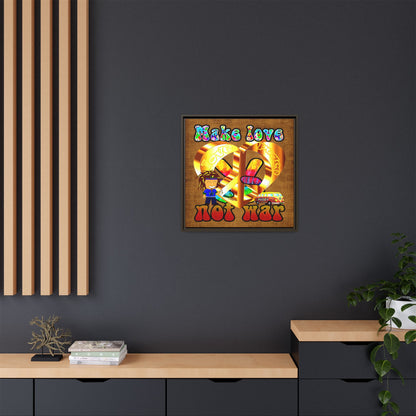 love peace - framed canvas art (brown papyrus)