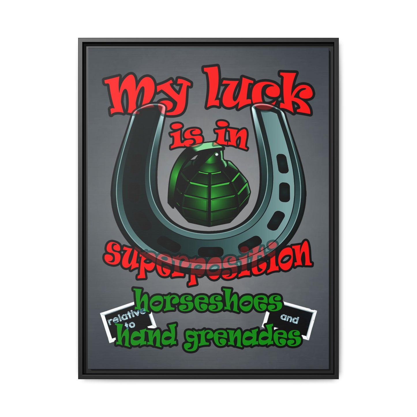 my luck - framed canvas art (grey-light grey)