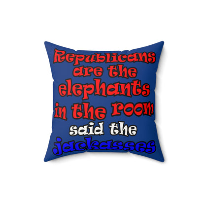 donkeys and elephants - Faux Suede Square Pillow - (dark blue)