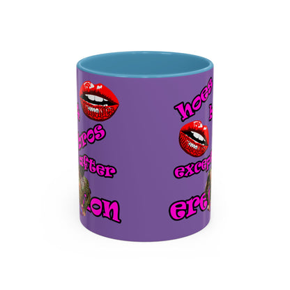 hoes b4 bros - Accent Mug (light purple)