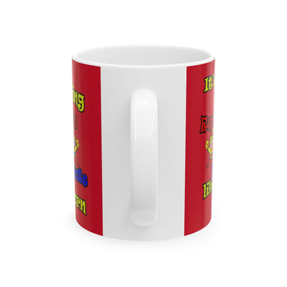 popping like popcorn - White Mug (dark red)