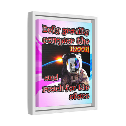 defy conquer reach - framed canvas art (light blue-pink wave)