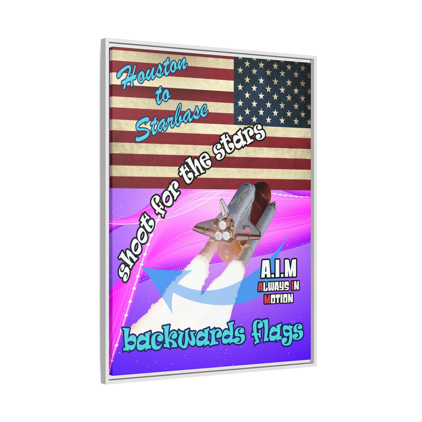 shoot for the stars - framed canvas art (purple-pink wave)