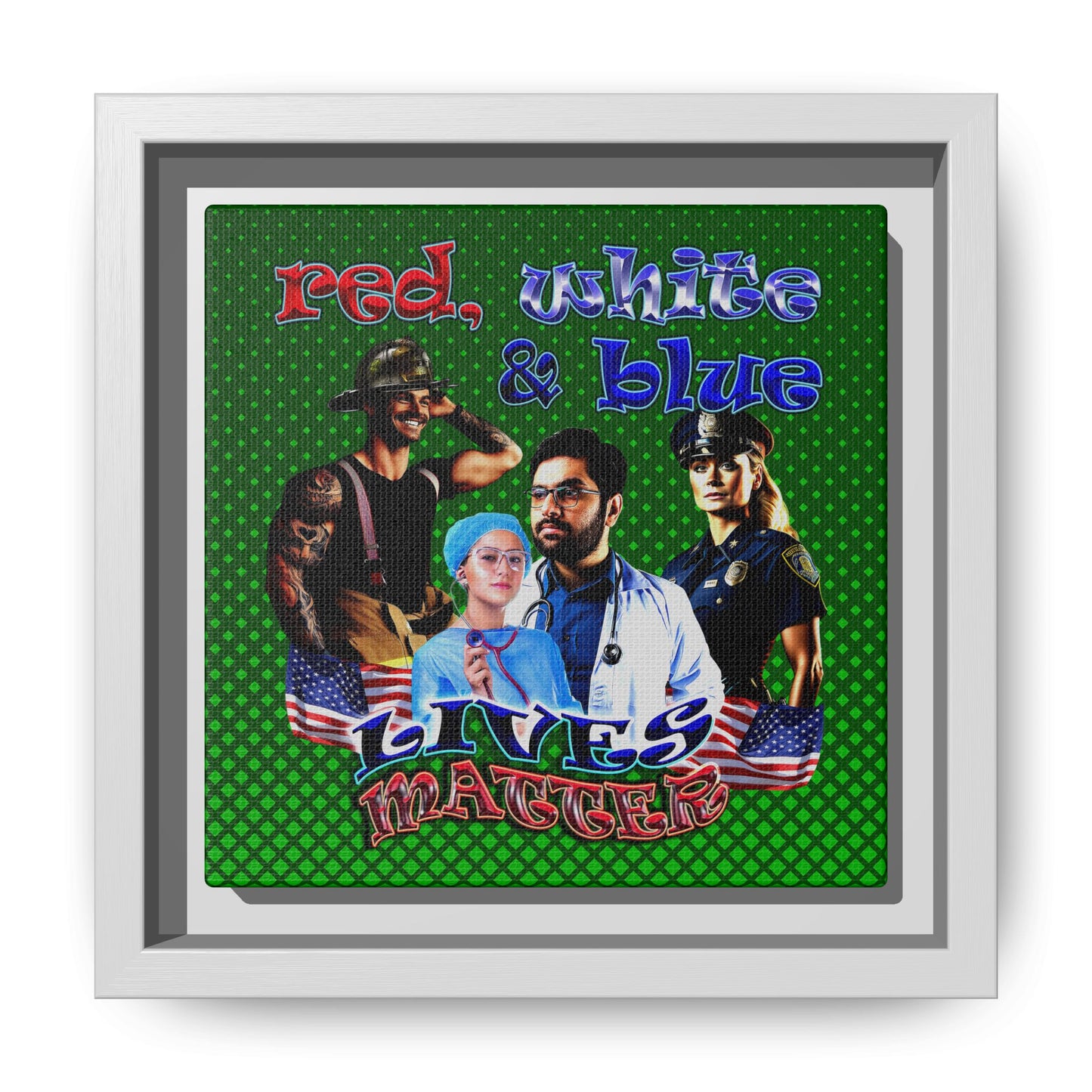 rw&b lives matter - framed canvas art (logo green)
