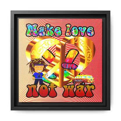 love peace - framed canvas art (yellow-orange wave)