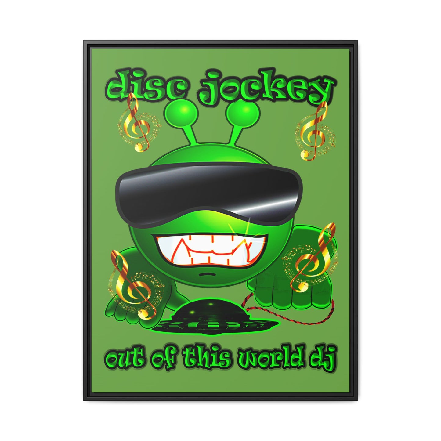 disc jockey - framed canvas art (green)