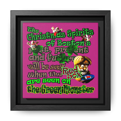 christmas spirits of boston - framed canvas art (pink)