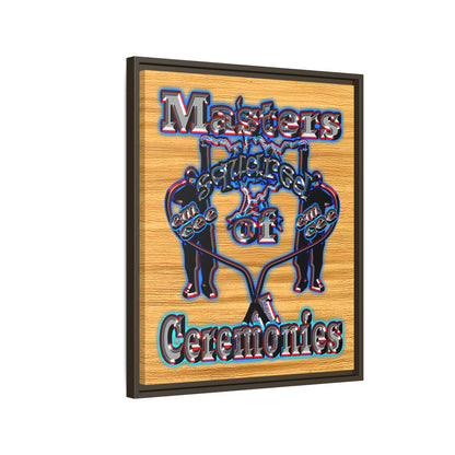 em cee squared - framed canvas art (butterscotch wood finish)