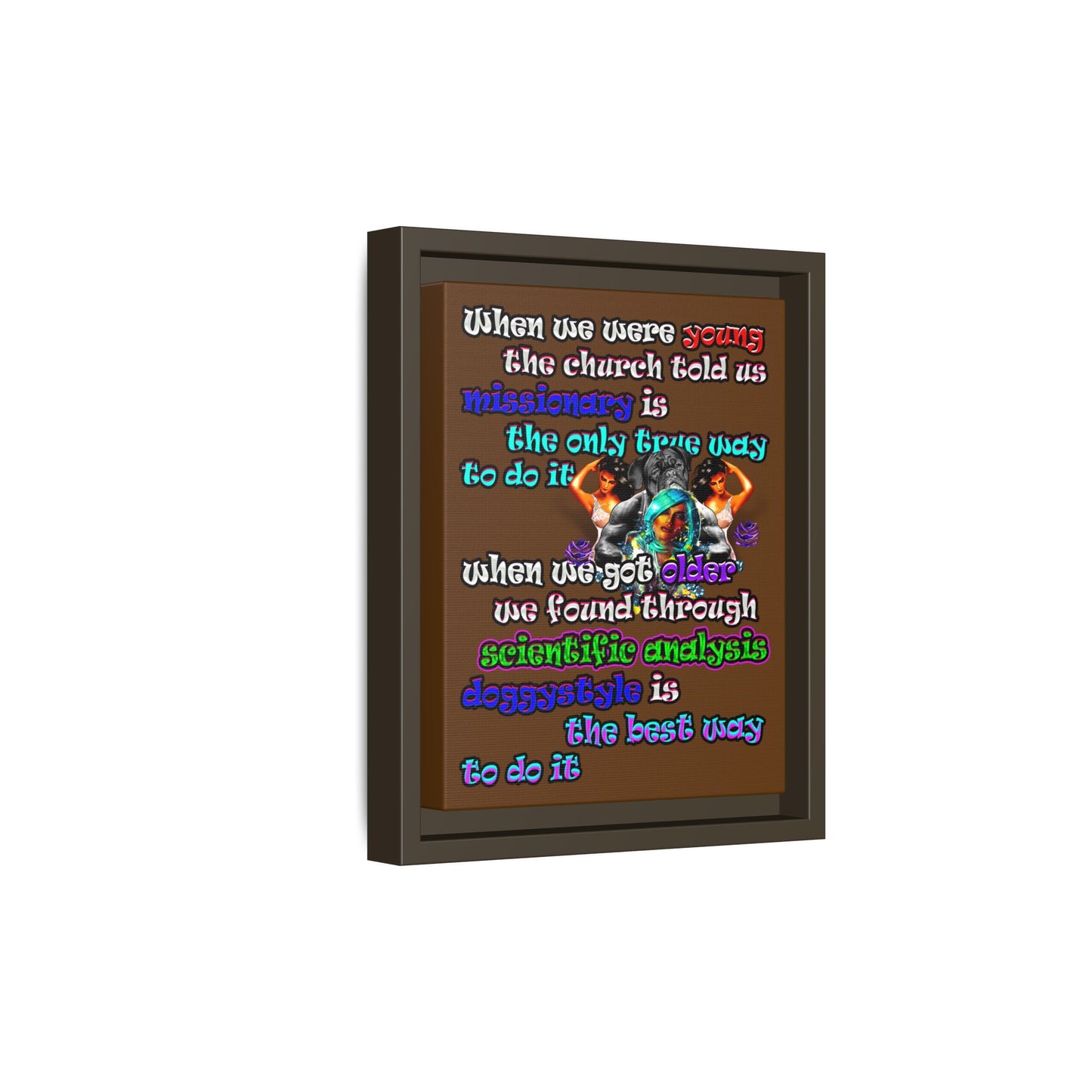 doggystyle - framed canvas art (brown)