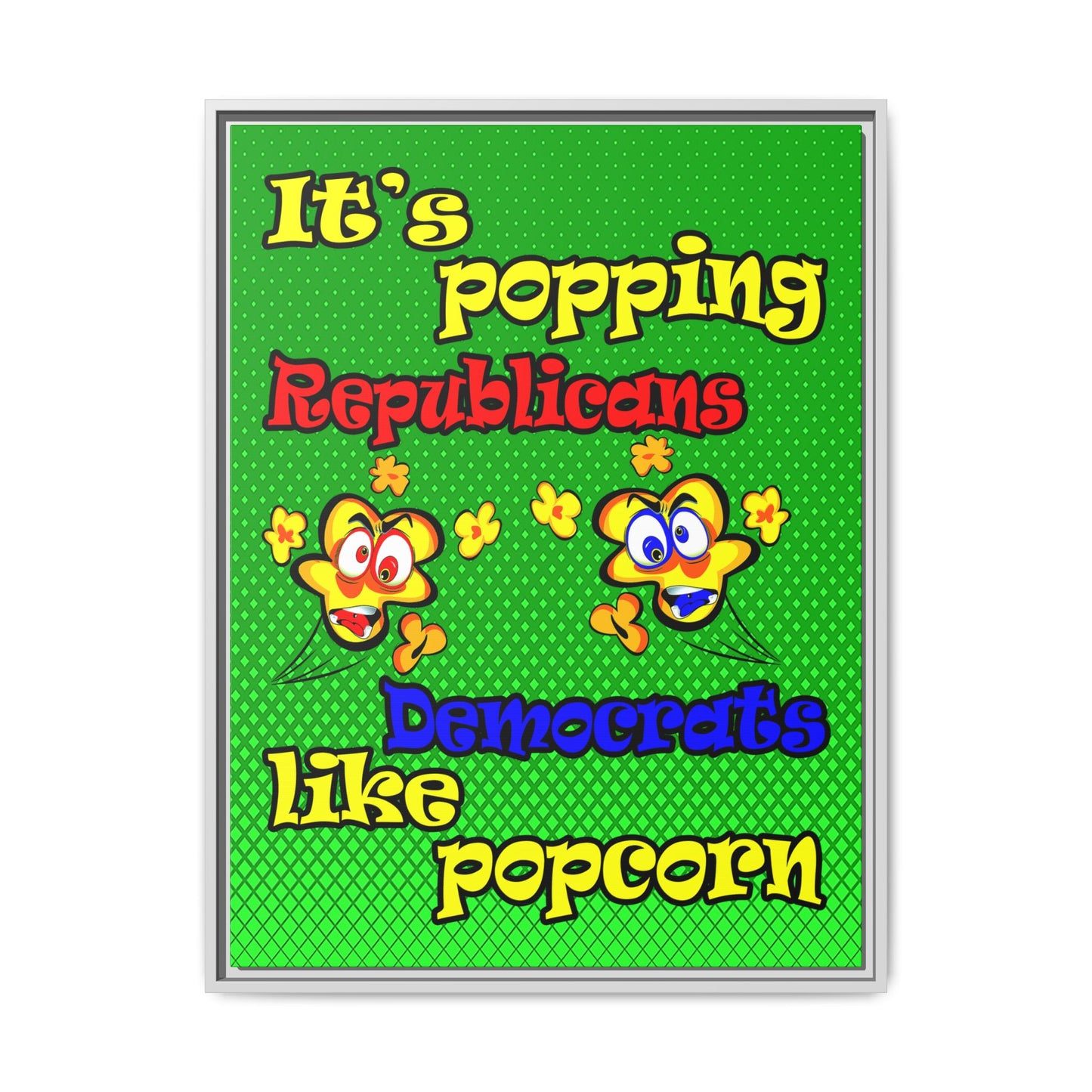 popping like popcorn - framed canvas art (logo green)