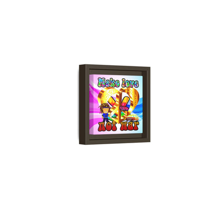 love peace - framed canvas art (light blue-pink wave)