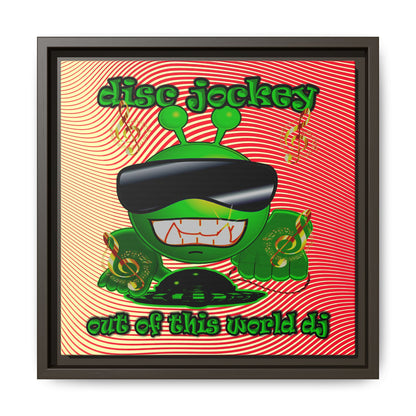 disc jockey - framed canvas art (yellow-orange wave)