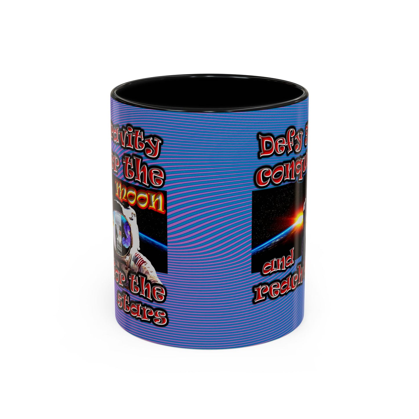 defy conquer reach - Accent Mug (light blue-purple wave)
