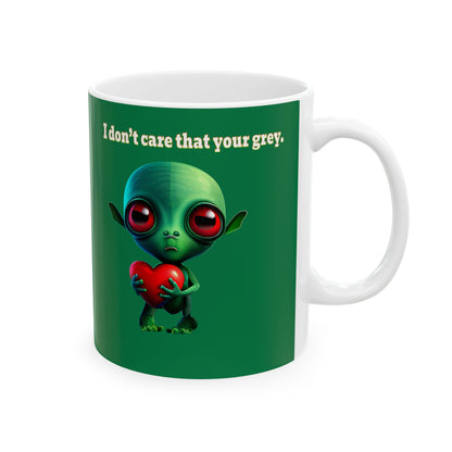 I don't care that your grey - White Mug (dark green)