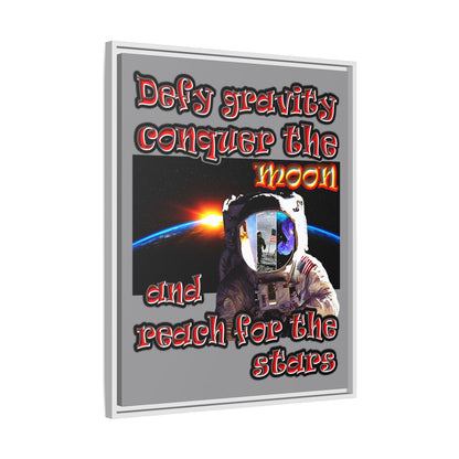 defy conquer reach - framed canvas art (grey)