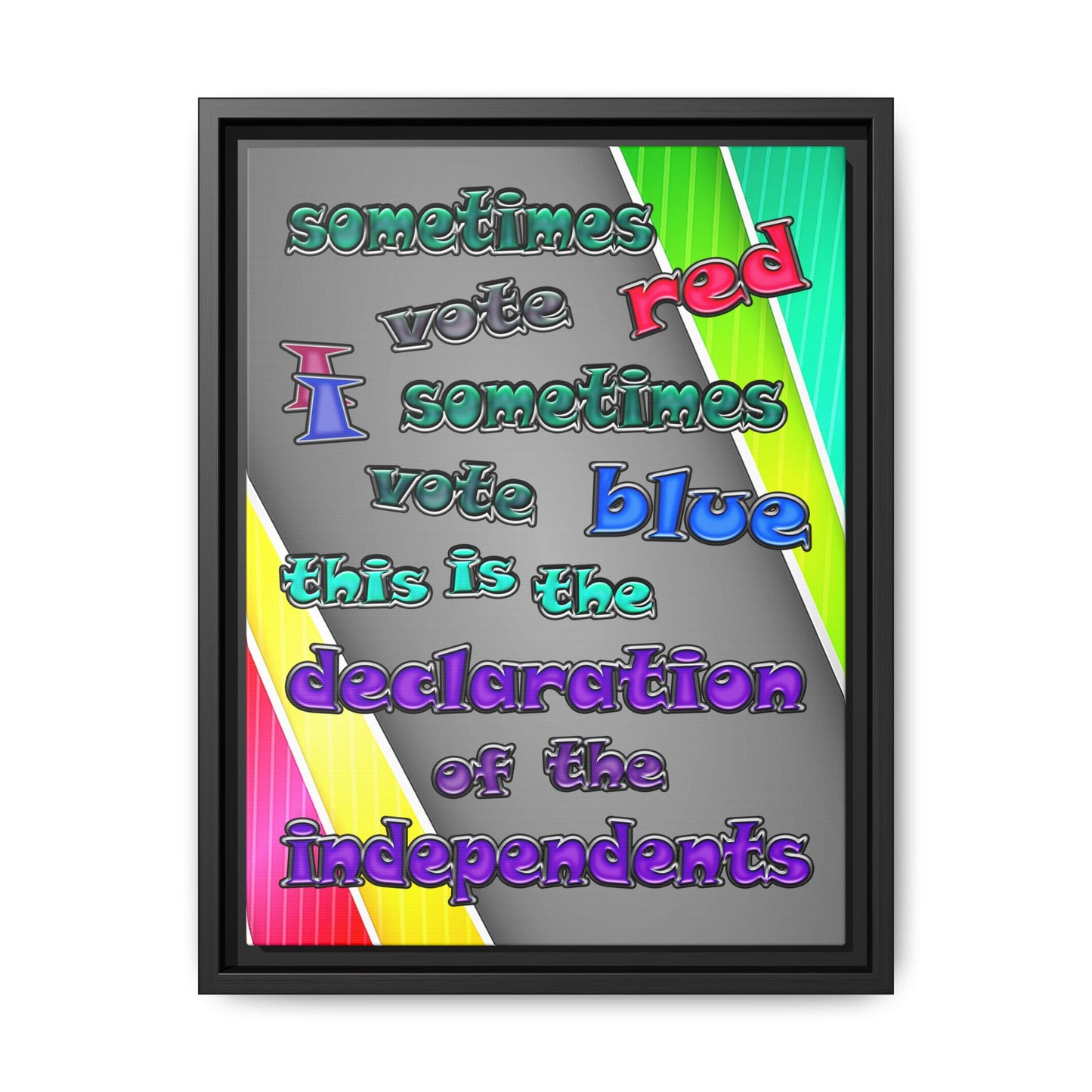 declaration of the independents - framed canvas art (rainbow split)