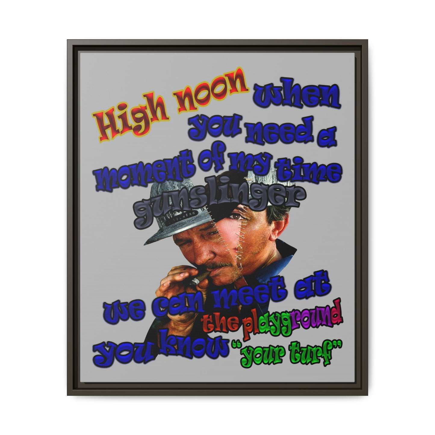 high noon - framed canvas art (light grey)