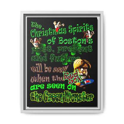 christmas spirits of boston - framed canvas art (black)