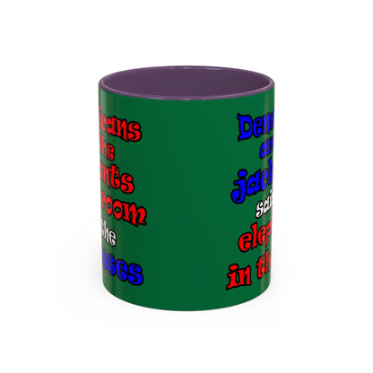 donkeys and elephants - Accent Mug (dark green)