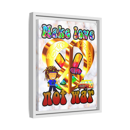 love peace - framed canvas art (white marble)